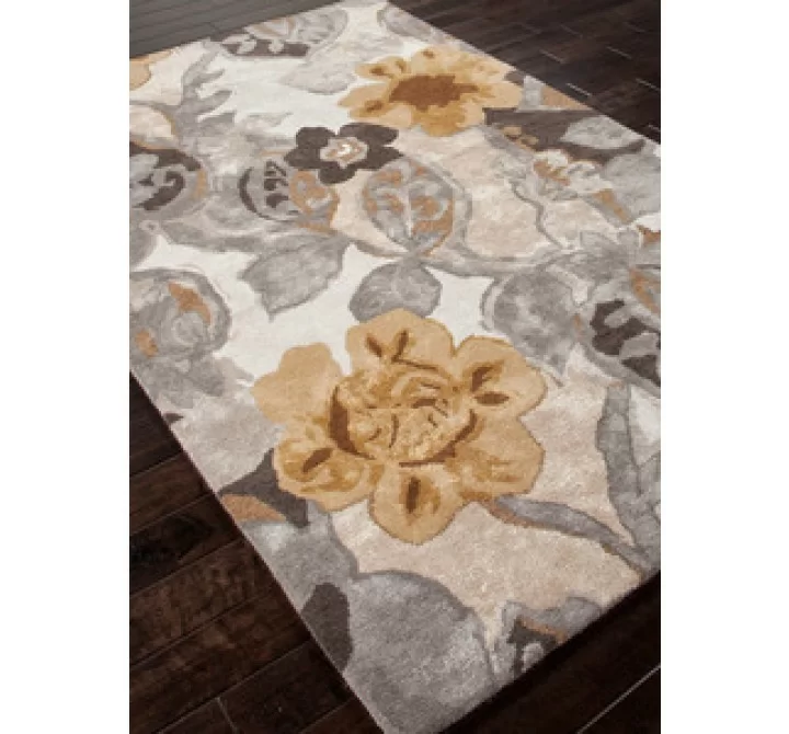 Jaipur Blue Petal Pusher Hand-Tufted White & Nickel Rug