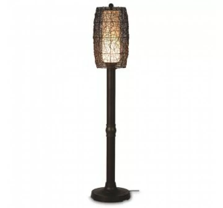 Patio Concepts Bristol 58"/70" Floor Lamp with 2"/3" in Random Weave Walnut Wicker Barrel Shade