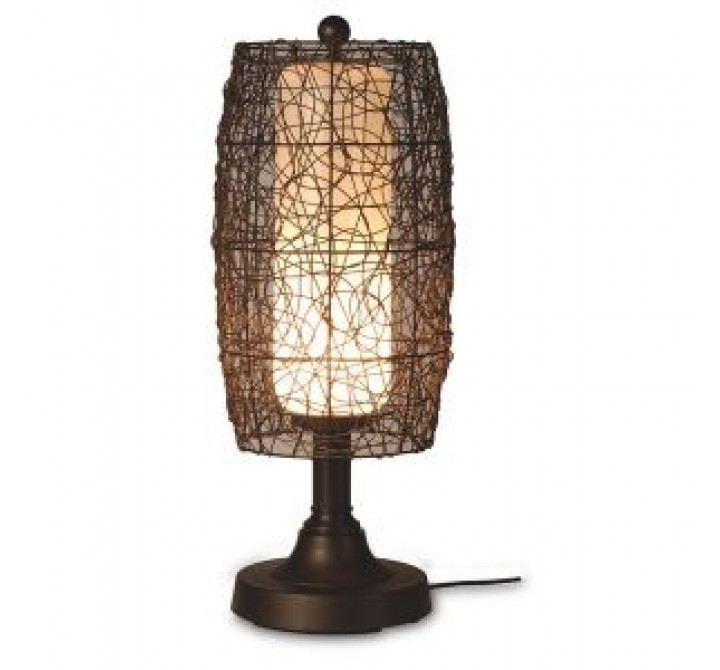 Patio Concepts Bristol 30" Table Lamp with 2" in Random Weave Walnut Wicker Barrel Shade