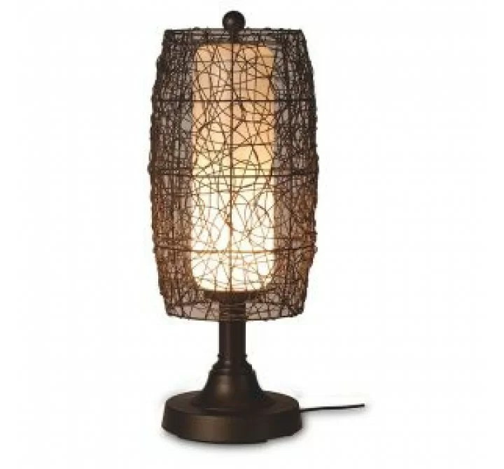 Patio Concepts Bristol 30" Table Lamp with 2" in Random Weave Walnut Wicker Barrel Shade