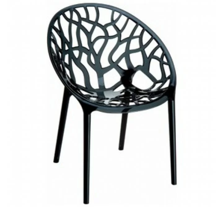 Compamia Crystal Polycarbonate Modern Dining Chair Transparent Black - Set of 2