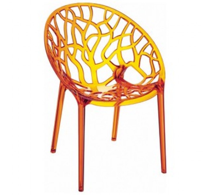 Compamia Crystal Polycarbonate Modern Dining Chair Transparent Orange - Set of 2