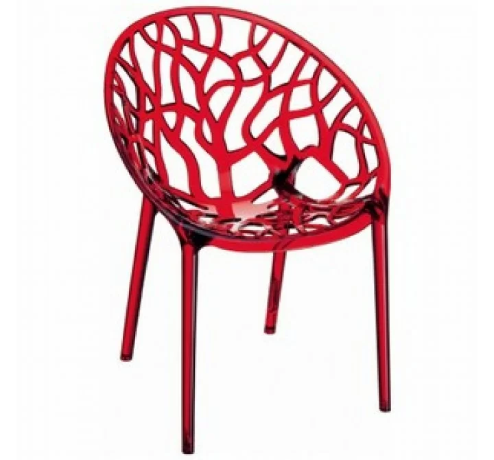 Compamia Crystal Polycarbonate Modern Dining Chair Transparent Red - Set of 2