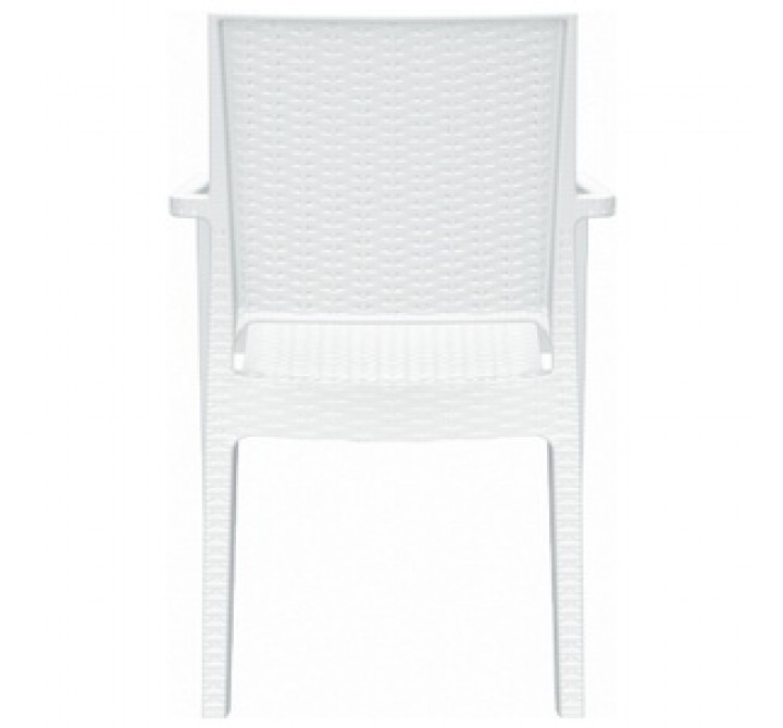 Ibiza Resin Wickerlook Dining Arm Chair White