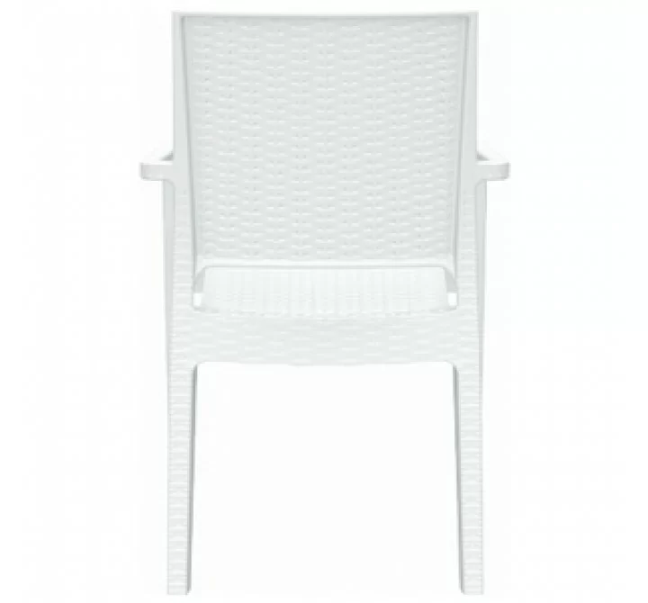 Ibiza Resin Wickerlook Dining Arm Chair White