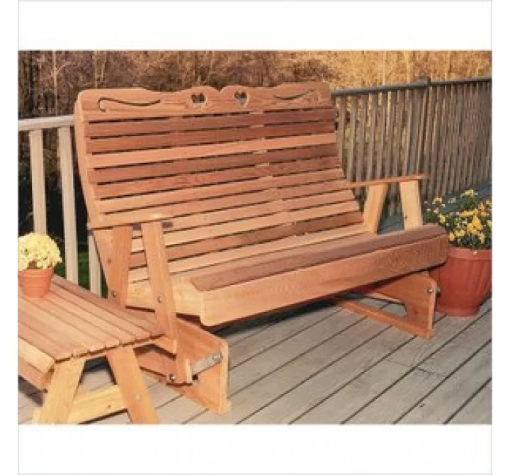 Creekvine Designs 6-Ft Cedar Country Hearts Rocking Glider