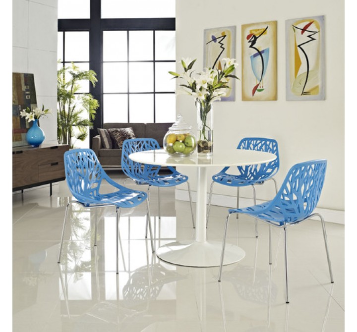Modway Stencil Dining Side Chair in Blue - Lifestyle 