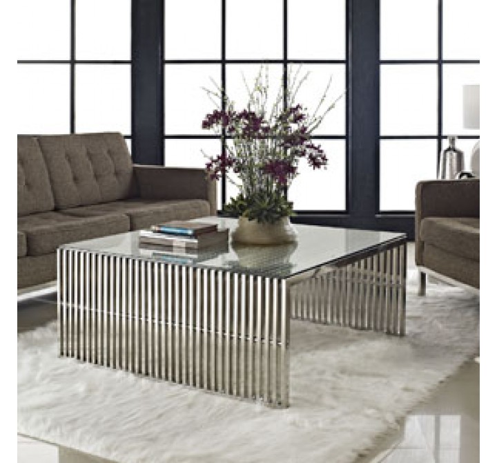Modway Gridiron Coffee Table in Silver