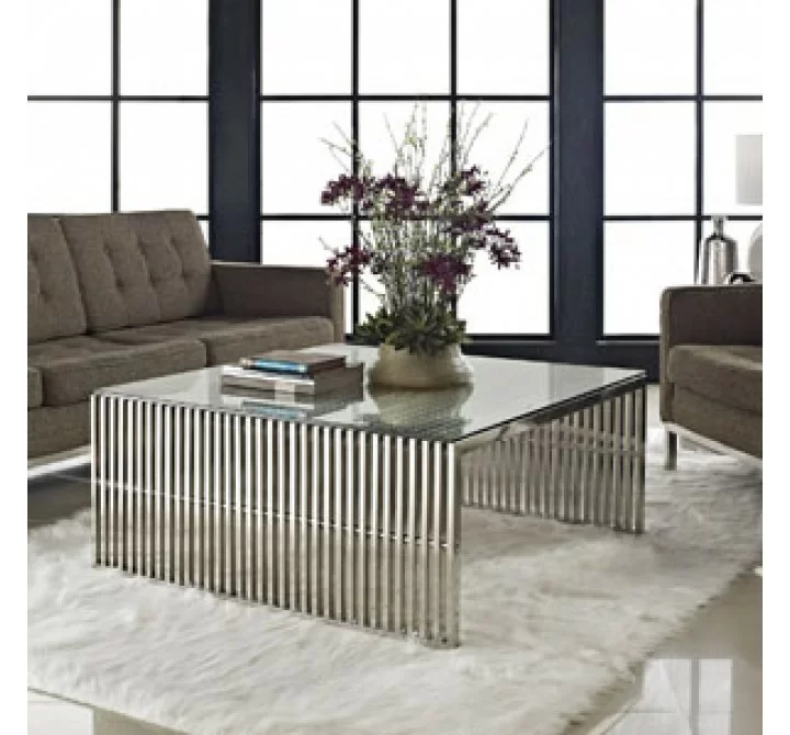 Modway Gridiron Coffee Table in Silver