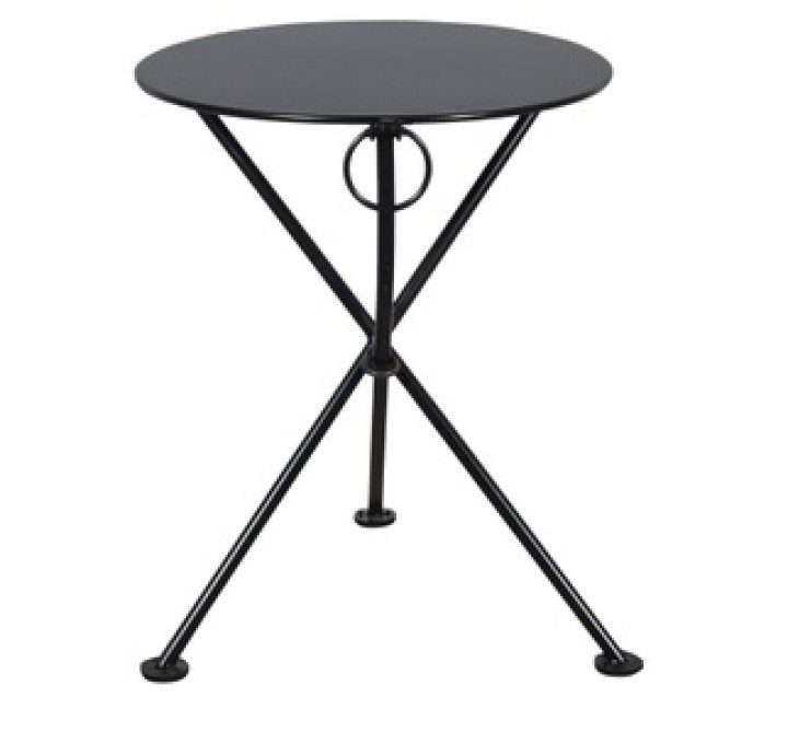 Furniture Designhouse French Cafe Bistro 24' Round Folding Table - Powder Coated Steel Top and Legs - Jet Black and Black Green