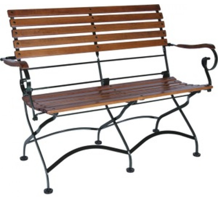 French Café Bistro 2-Seat Folding Bench with Arms