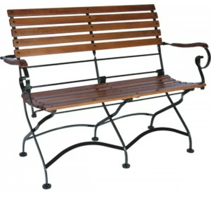 French Café Bistro 2-Seat Folding Bench with Arms