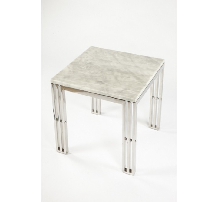 Stilnovo End Table With Carrara Marble and Stainless Steel Frame