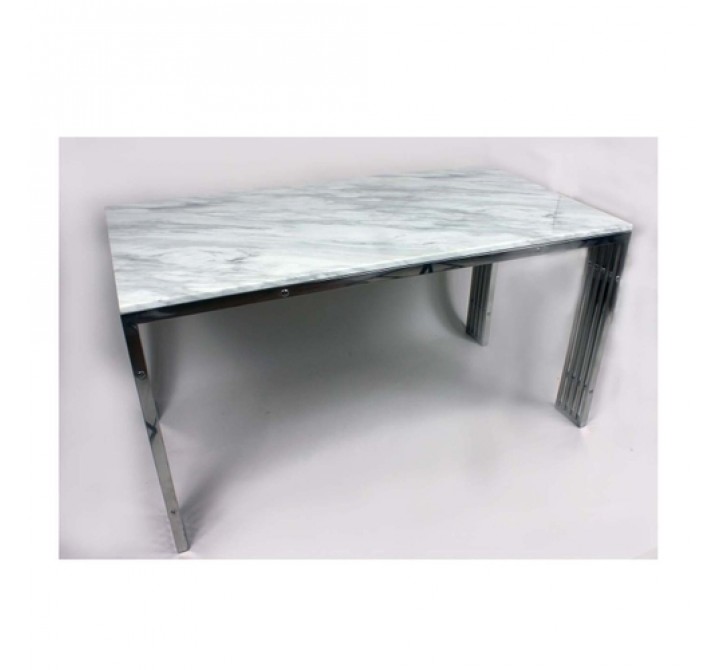 Stilnovo Dining Table With Carrara Marble and Stainless Steel Frame