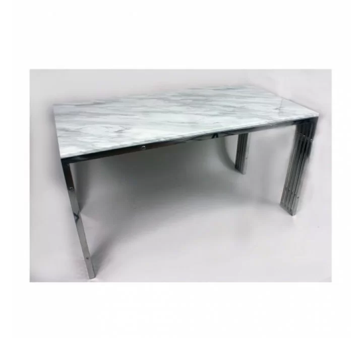 Stilnovo Dining Table With Carrara Marble and Stainless Steel Frame