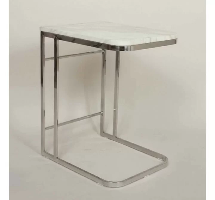 Stilnovo Carrara Marble Side Table With Stainless Steel Frame