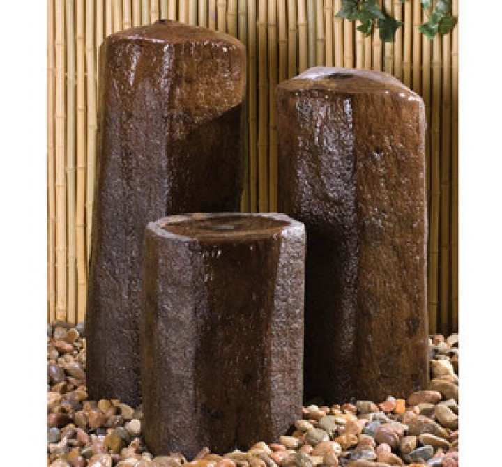Fireside America Hargrove Outdoor 30 Inches Basalt Water Column Fountain Kit - Dark Brown