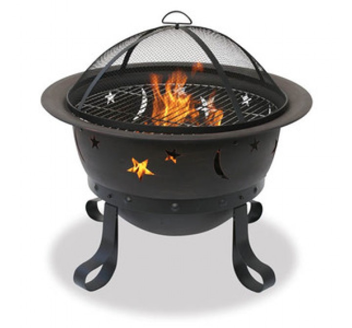 Fireside America Bronze Fire Bowl With Stars And Moon