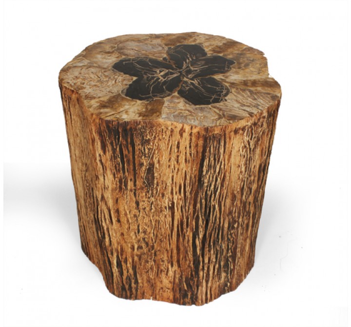 Stilnovo Good Form Tree Trunk Side Table with Petrified Wood Inlay