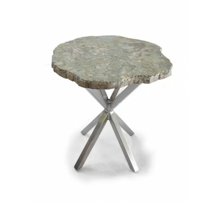 Stilnovo Good Form Malachite Stone Top with Star Shaped Steel Base in a Hand Rubbed Finish