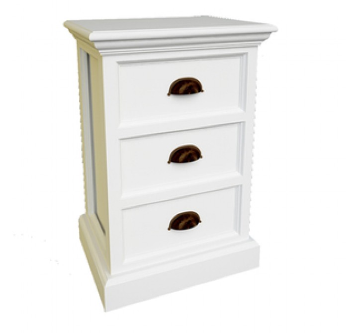 Nova Solo HALIFAX White Mahogany Nightstand with 3 Drawers