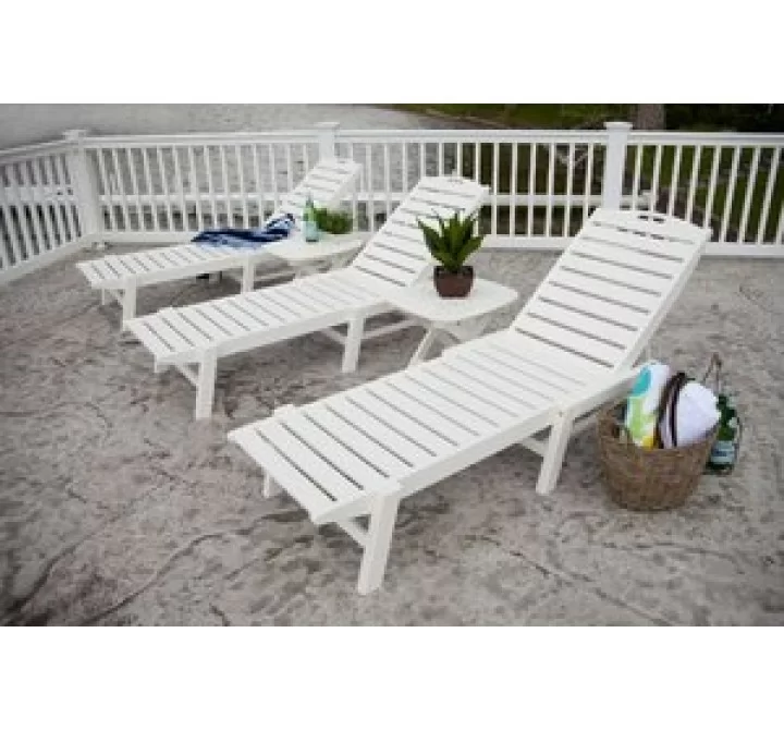 POLYWOOD¨ Nautical Wheeled Chaise with Arms - Stackable