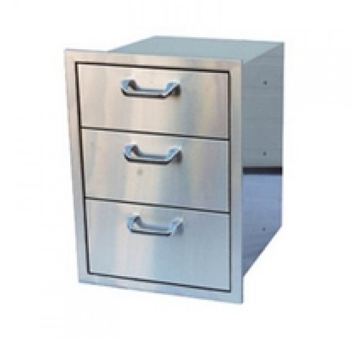 Outdoor Greatroom Company 3-Drawer Cabinet - Stainless Steel - Front Side View