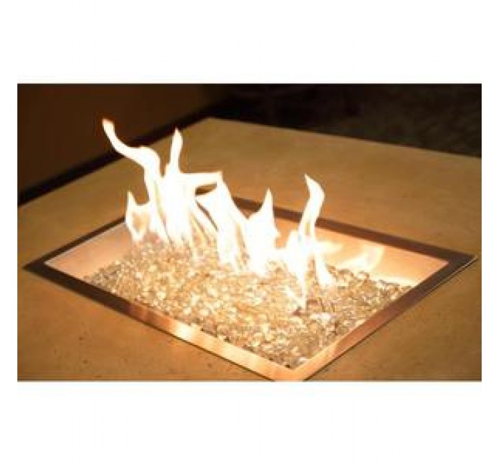 Outdoor Greatroom Company Rectangular Crystal Fire Burner - Lit