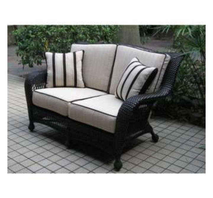 Outdoor Greatroom Company Loveseat w/ 4 pc. Cushions in Ivory - Front Side Angle