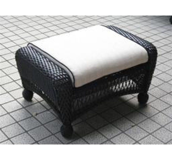 Outdoor Greatroom Company Ottoman w/ 1 pc. Cushion in Ivory - Front Side Angle
