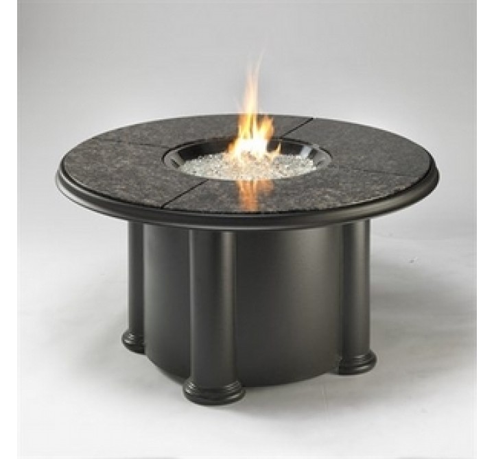 Outdoor Greatroom Company 48 Inch Grand Colonial Fire Pit Table - Granite - Lit