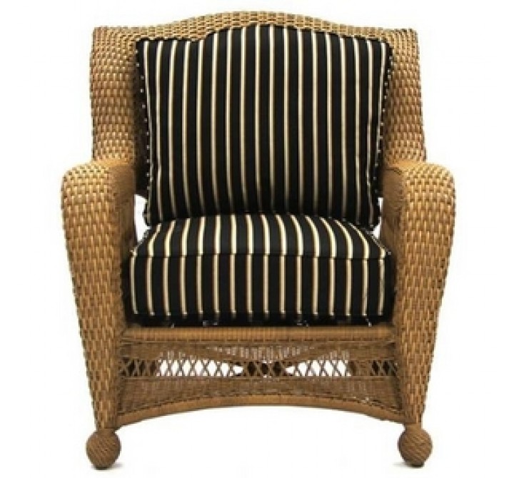 Outdoor Greatroom Company Kate's Collection All-Weather Wicker Stackable Chair w ith Harwood Onyx Cushions - Front Angle