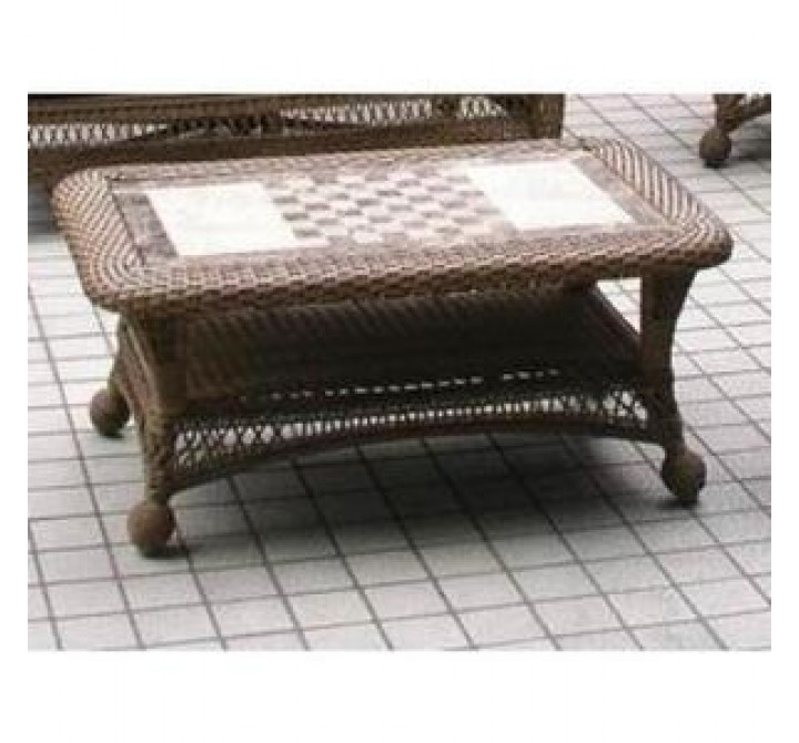 Outdoor Greatroom Company Naples Coffee Table w/Aldon-Sealed Smooth Stone Top - Lifestyle