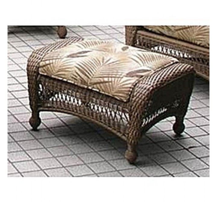 Outdoor Greatroom Company All-Weather Wicker Ottoman with 1 pc. Rave Cherry Cushion - Lifestyle