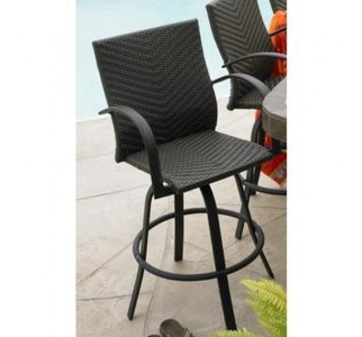 Outdoor Greatroom Company Leather Swivel Barstool - 2/Ctn - Front Side Angle