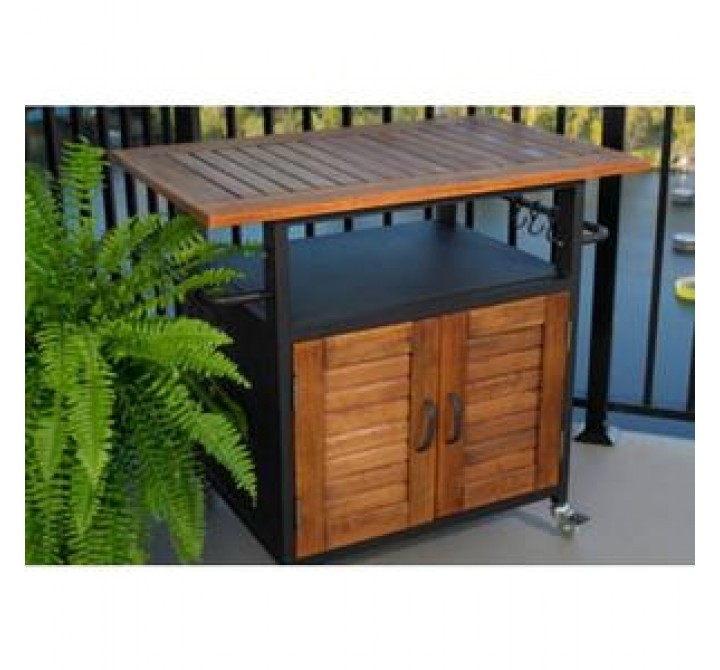 Outdoor Greatroom Company Bistro 36" Cabinet w/ Wood Top & Doors - Lifestyle