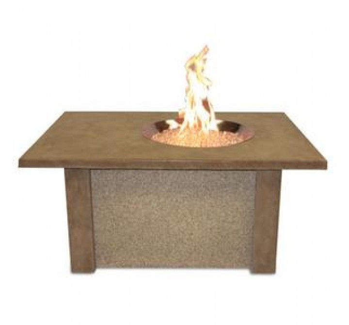Outdoor Greatroom Company San Juan - Fire Pit Table - Crystal Fire Round Burner - Lit