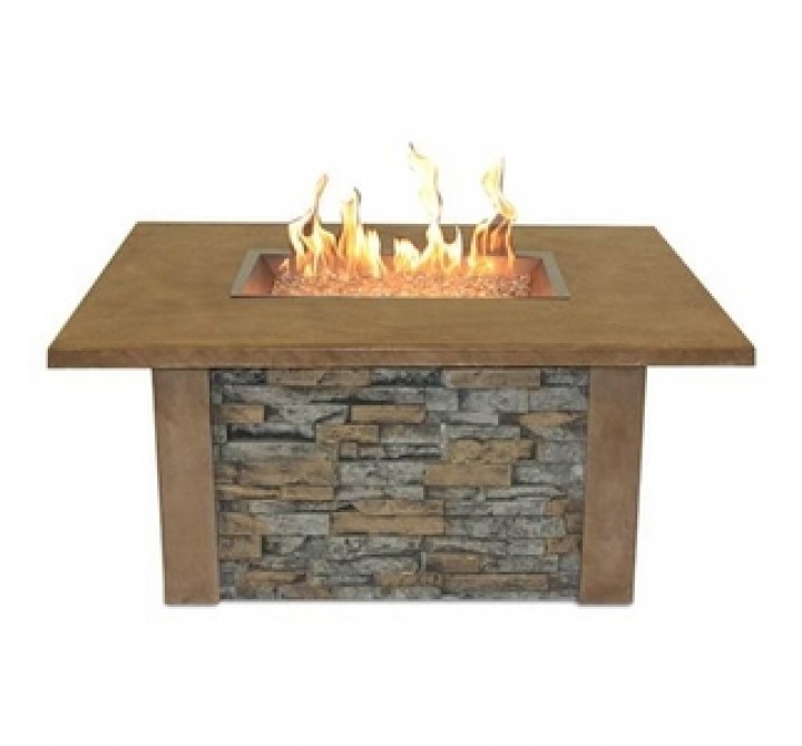 Outdoor Greatroom Company Sierra Fire Pit Table with CF-1224 Burner - Lit