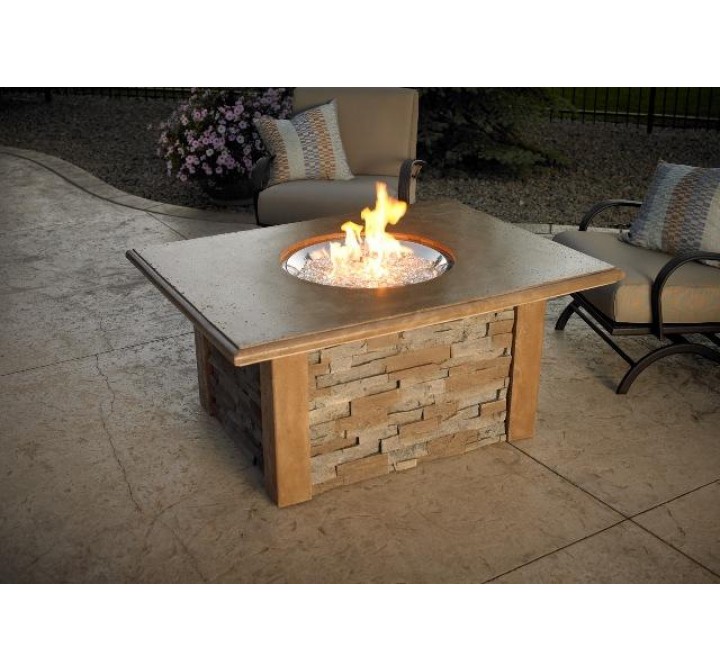 Outdoor Greatroom Company Sierra Fire Pit with Ledgestone and Supercast Top and CF-20-L - Lifestyle