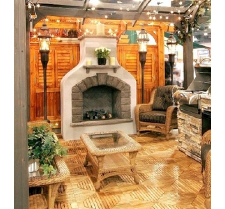 Outdoor Greatroom Company UNFINISHED Sonoma Gas Fireplace Surround with Crystal Fire Burner - Lifestyle