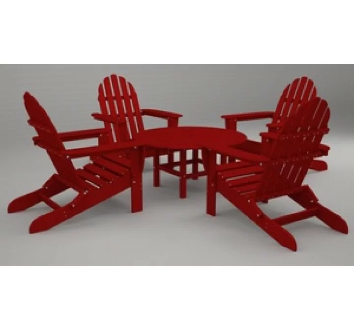 Poly-Wood Classic Adirondack 5-Pc. Conversation Group in Sunset Red