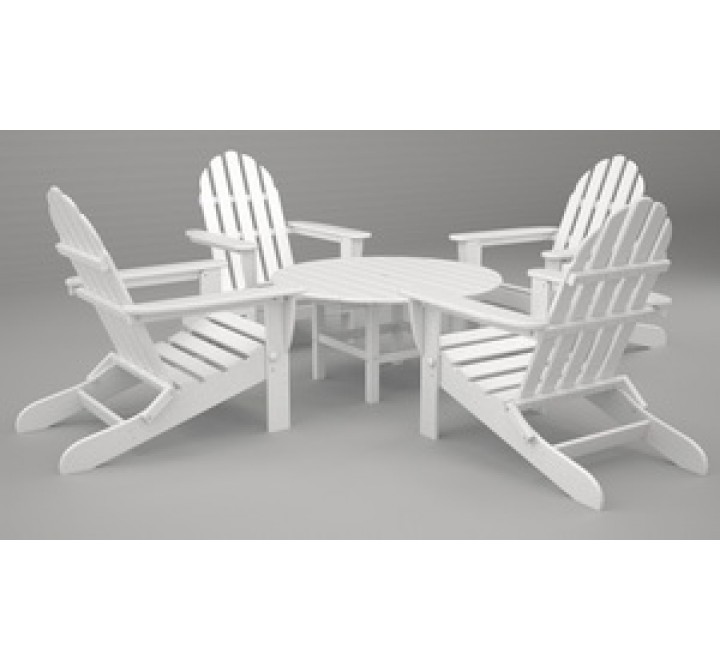 Poly-Wood Classic Adirondack 5-Pc. Conversation Group in White