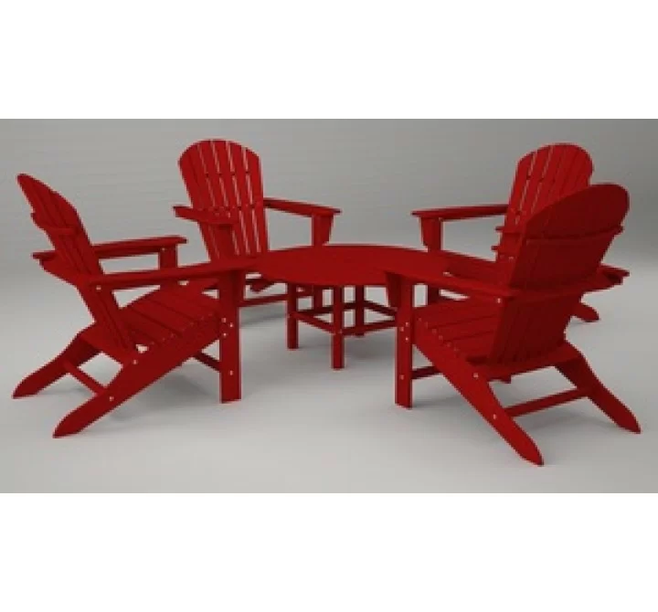 Poly-Wood South Beach Adirondack 5-Pc. Conversation Group in Sunset Red