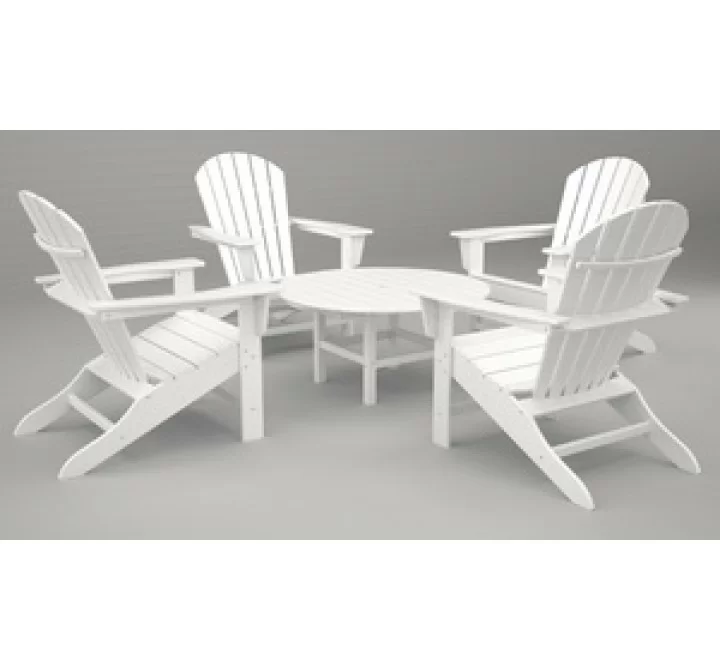 Poly-Wood South Beach Adirondack 5-Pc. Conversation Group in White