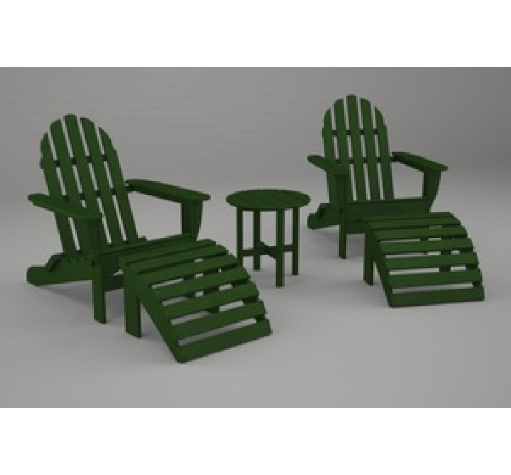 Poly-Wood Classic Adirondack 5-Pc. Casual Set in Green