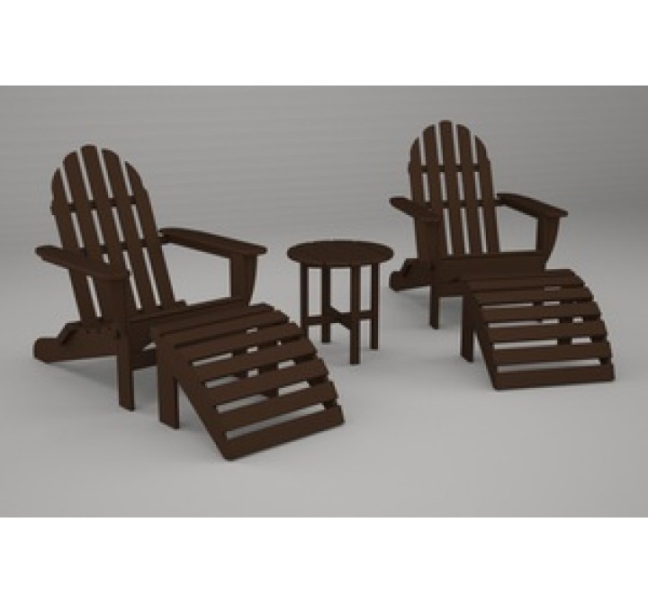 Poly-Wood Classic Adirondack 5-Pc. Casual Set in Mahogany