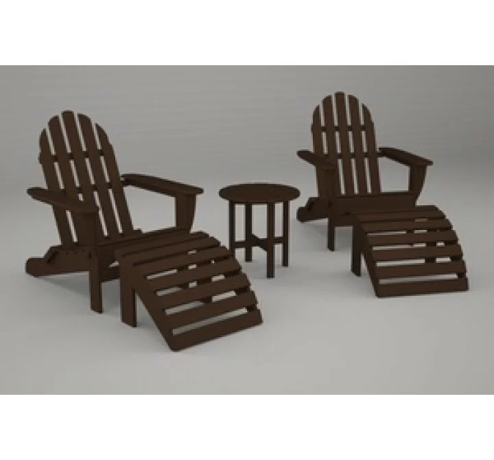 Poly-Wood Classic Adirondack 5-Pc. Casual Set in Mahogany