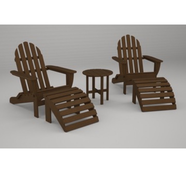 Poly-Wood Classic Adirondack 5-Pc. Casual Set in Teak