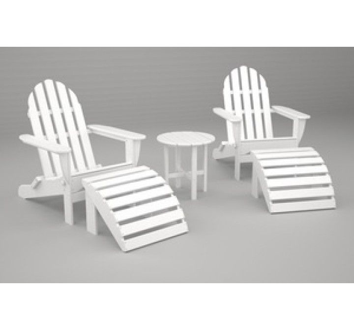 Poly-Wood Classic Adirondack 5-Pc. Casual Set in White