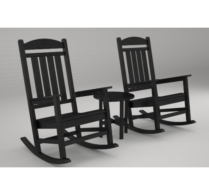 Poly-Wood Presidential 3-Pc. Rocker Set in Black